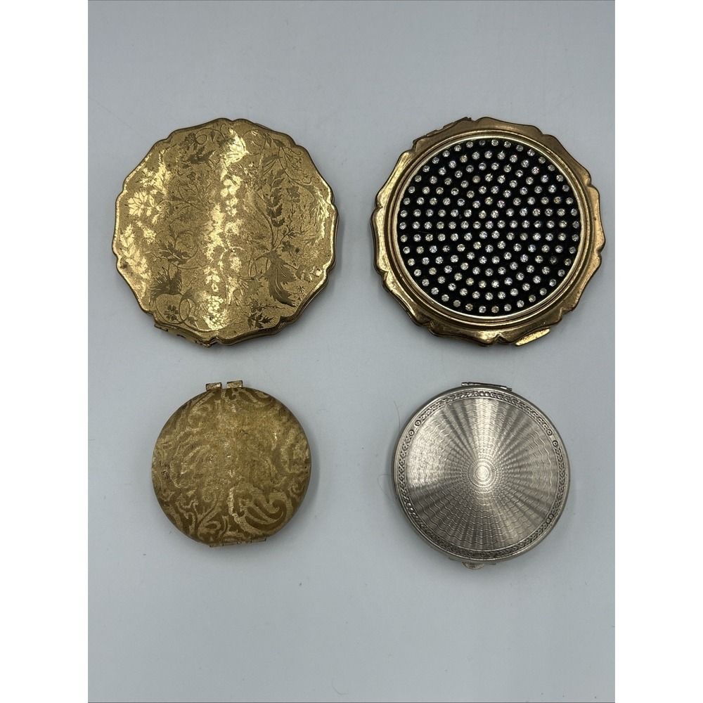 Bundle 4 Vintage Stratton & Deauville England Gold Silver Powder Compact